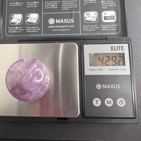 Amethyst Crystal Marble Sphere Meditation Stone (#7) - Picture 9 of 9